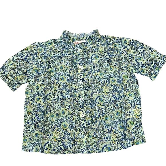 Le Lapin Peacock Paisley Mae Top Girls Button-Up Shirt NWT 3Y, 4Y, 5Y - Picture 1 of 6